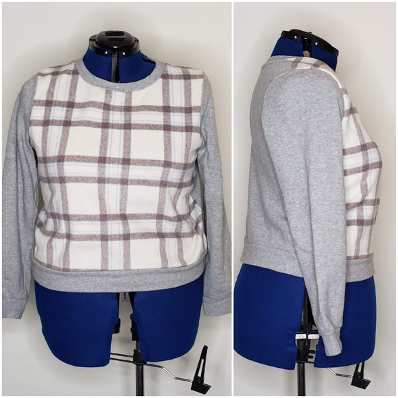 Anthro Saturday Sunday Plaid Front Sweatshirt - Picture 1 of 4